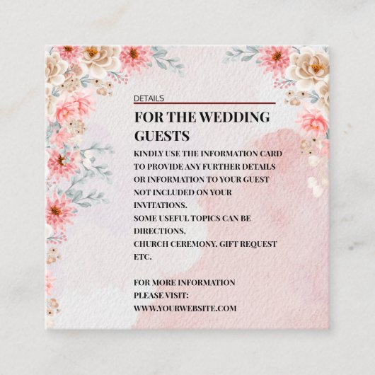 ピンクのフローラ結婚の詳細エンクロージャカード エンクロージャーカード (正面)