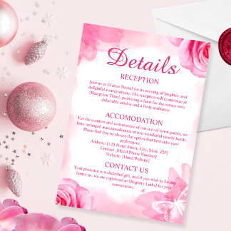 ピンクのフローラ結婚の詳細エンクロージャカード 招待状