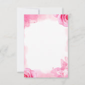 ピンクのフローラ結婚の詳細エンクロージャカード 招待状 (裏面)