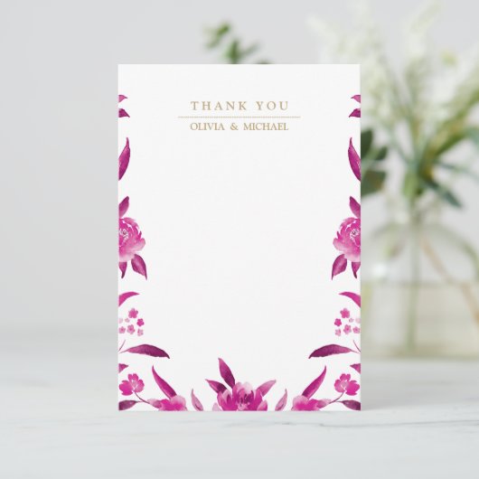 ピンクのフローラ結婚チノイ感謝していズリー サンキューカード (スタンド正面)