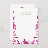 ピンクのフローラ結婚チノイ感謝していズリー サンキューカード (正面/裏面)