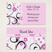 ピンクのフローラ結婚式の引き出物ラベル (正面&裏面)