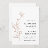 ピンクのフローラ結婚式の日付の発表を保存 セーブザデート (正面/裏面)