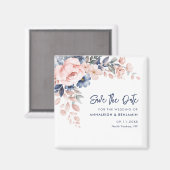 ピンクのフローラ結婚式の日付を保存 マグネット (正面/裏面)