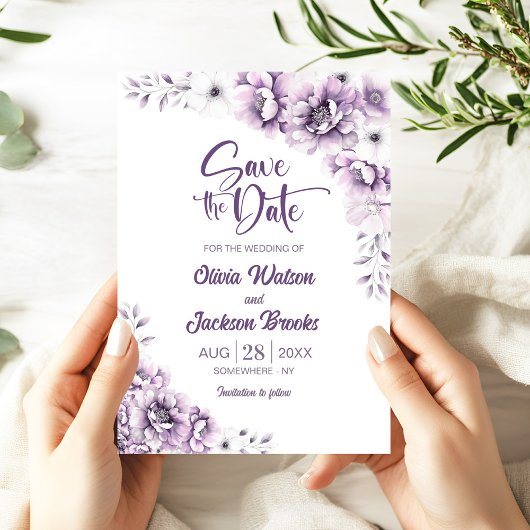 ピンクのフローラ結婚式の日付を保存 招待状