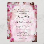 ピンクのフローラ結婚式招待状 招待状 (正面/裏面)