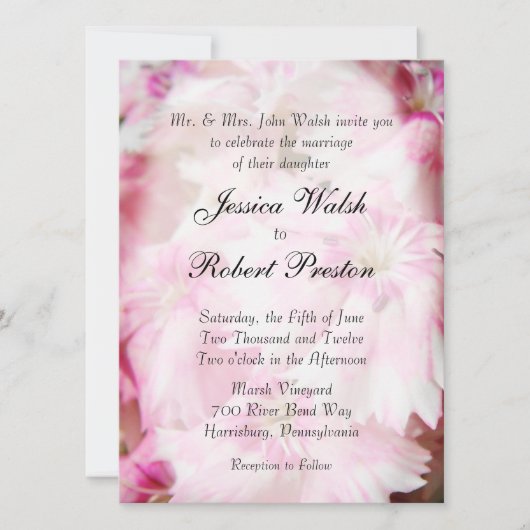 ピンクのフローラ結婚式招待状 招待状 (正面)