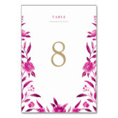 ピンクのフローラ結婚Chinoiserieのテーブルカード テーブルナンバー (裏面)