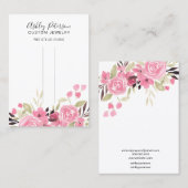 ピンクのフローラ緑のヘアクリップのバレット表示 名刺 (正面/裏面)