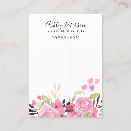 ピンクのフローラ緑のヘアクリップのバレット表示 名刺 (正面)