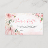 ピンクのフローラ緑のリトルカボチャおむつラッフル エンクロージャーカード (正面)