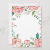 ピンクのフローラ緑のリース金ゴールドスクリプトスイート16 招待状 (裏面)