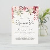 ピンクのフローラ緑の園区と見る女の子ベビーシャワー 招待状 (スタンド正面)