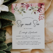 ピンクのフローラ緑の園区と見る女の子ベビーシャワー 招待状