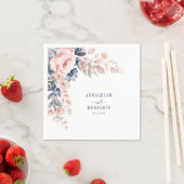 ピンクのフローラ緑の水結婚色の紙 スタンダードカクテルナプキン (インサイチュ)