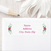 ピンクのフローラ緑の葉の差出人住所ラベル ラベル (インサイチュ)