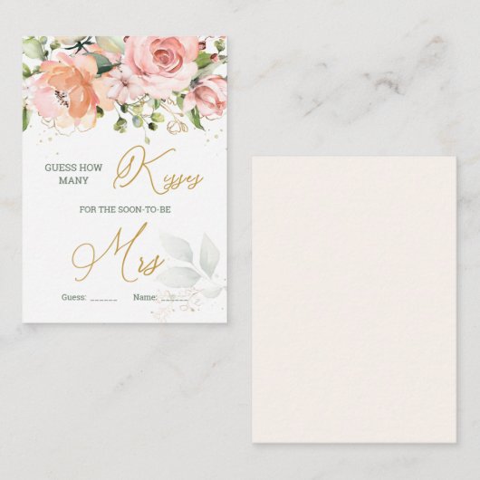 ピンクのフローラ緑Jar En内のキス数 エンクロージャーカード (正面/裏面)