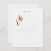 ピンクのフローラ線の文房具ノート紙 (正面/裏面)