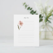 ピンクのフローラ線の文房具ノート紙 (スタンド正面)