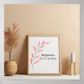 ピンクのフローラ聖書の聖句が悲嘆に基づく3:22 ポスター (正面)