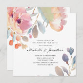 ピンクのフローラ聖書聖句結婚キリスト教徒 招待状 (正面/裏面)