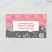 ピンクのフローラ背景 |野生の花の背景 名刺 (裏面)