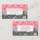 ピンクのフローラ背景 |野生の花の背景 名刺 (正面/裏面)