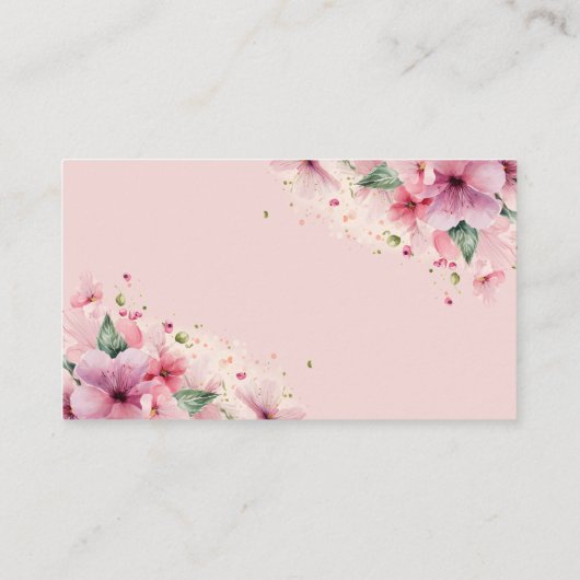 ピンクのフローラ花びらとプロセッコ日付夜アイディア エンクロージャーカード (裏面)