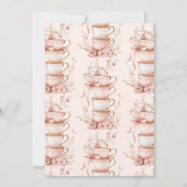 ピンクのフローラ花嫁へブライダルシャワーティーパーティー 招待状 (裏面)