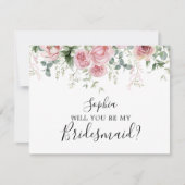 ピンクのフローラ花嫁プロポーザル 招待状 (正面)