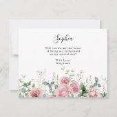 ピンクのフローラ花嫁プロポーザル 招待状 (裏面)