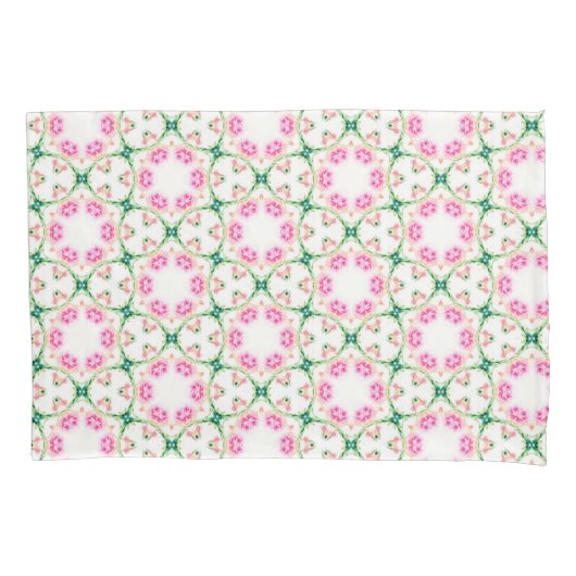 ピンクのフローラ芸術的抽象芸術パターン 枕カバー (正面)