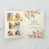 ピンクのフローラ葉グリーンの母の日5写真 カード (内部)