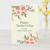 ピンクのフローラ葉グリーンの母の日5写真 カード (黄色い花)