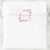 ピンクのフローラ葉グリーンパーティーエレガント スクエアシール (バッグ)