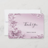 ピンクのフローラ葉サンキューカード サンキューカード (正面)