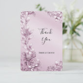 ピンクのフローラ葉サンキューカード サンキューカード (スタンド正面)