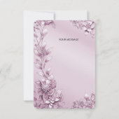 ピンクのフローラ葉サンキューカード サンキューカード (裏面)