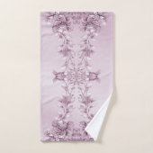 ピンクのフローラ葉タオルセット バスタオルセット (ハンドタオル)