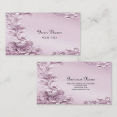 ピンクのフローラ葉名刺 名刺 (正面/裏面)