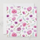 ピンクのフローラ葬儀お祝いの写真 招待状 (裏面)