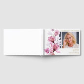 ピンクのフローラ葬儀お祝いの生活写真 ゲストブック (全面)