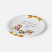 ピンクのフローラ薄紫ティーパーティー赤ちゃんシャワー ペーパープレート (アングル)