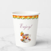 ピンクのフローラ薄紫ティーパーティー赤ちゃんシャワー 紙コップ (裏面)