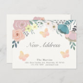 ピンクのフローラ蝶の動く発表 案内ポストカード (正面/裏面)