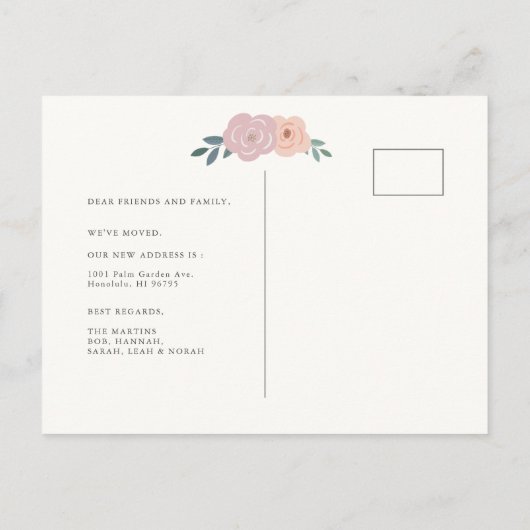 ピンクのフローラ蝶の動く発表 案内ポストカード (裏面)