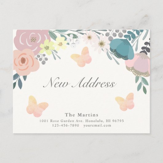 ピンクのフローラ蝶の動く発表 案内ポストカード (正面)