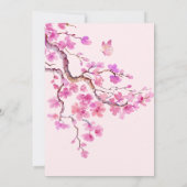 ピンクのフローラ蝶の誕生日 招待状 (裏面)