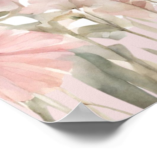 ピンクのフローラ蝶の赤ちゃんシャワー歓迎サイン ポスター (角)