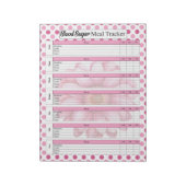 ピンクのフローラ血糖値と食事履歴 ノートパッド (回転)